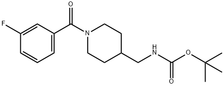 TERT-ブチル 〔[1-(3-フルオロベンゾイル)ピペリジン-4-イル]メチル〕カルバメート 化学構造式