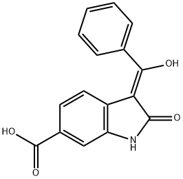 (Z)-3-(hydroxy(phenyl)methylene)-2-oxoindoline-6-carboxylic acid compound with 3-benzoyl-2-oxoindoline-6-carboxylic acid 化学構造式