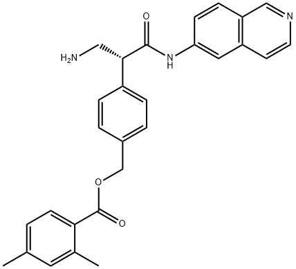 Benzoic acid, 2,4-dimethyl-, [4-[(1R)-1-(aminomethyl)-2-(6-isoquinolinylamino)-2-oxoethyl]phenyl]methyl ester,1254032-67-1,结构式