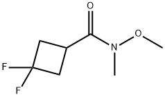 3,3-Difluoro-N-methoxy-N-methylcyclobutane-1-carboxamide 化学構造式