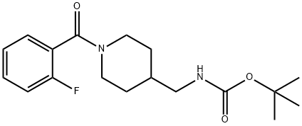 TERT-ブチル 〔[1-(2-フルオロベンゾイル)ピペリジン-4-イル]メチル〕カルバメート 化学構造式