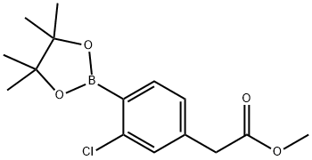 2-(3-氯-4-(4,4,5,5-四甲基-1,3,2-二氧杂硼杂环戊烷-2-基)苯基)乙酸甲酯 结构式