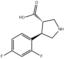 3-Pyrrolidinecarboxylic acid, 4-(2,4-difluorophenyl)-, (3S,4R)- Struktur