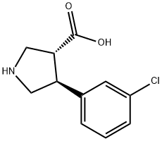 (3R,4S)-4-(3-氯苯基)吡咯烷-3-羧酸, 1260616-83-8, 结构式