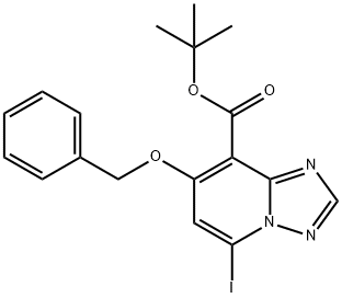 tert-Butyl 7-(benzyloxy)-5-iodo-[1,2,4]triazolo[1,5-a]pyridine-8-carboxylate 化学構造式