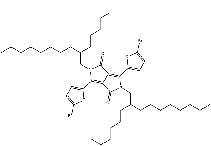 3,6-bis(5-bromofuran-2-yl)-2,5-bis(2-hexyldecyl)pyrrolo[3,4-c]pyrrole-1,4(2H,5H)-dione Struktur
