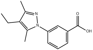 3-(4-Ethyl-3,5-dimethyl-1H-pyrazol-1yl)benzoic acid, 1266405-58-6, 结构式