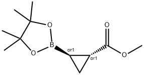 Cyclopropanecarboxylic acid, 2-(4,4,5,5-tetraMethyl-1,3,2-dioxaborolan-2-yl)-, Methyl ester, (1R,2R)-rel- 化学構造式