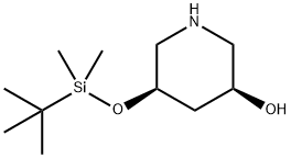 3-Piperidinol, 5-[[(1,1-dimethylethyl)dimethylsilyl]oxy]-, (3S,5R)- 化学構造式