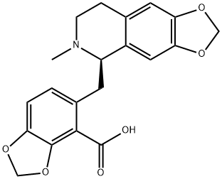 2,3-ジヒドロ-6-[[[(5R)-5,6,7,8-テトラヒドロ-6-メチル-1,3-ジオキソロ[4,5-g]イソキノリン]-5β-イル]メチル]ベンゾフラン-7-カルボン酸 化学構造式
