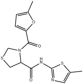 4-Thiazolidinecarboxamide, 3-[(5-methyl-2-furanyl)carbonyl]-N-(5-methyl-2-thiazolyl)- Struktur