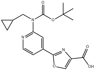 2-(N-BOC-环丙甲氨基)吡啶-4-基)恶唑-4-甲酸, 1287670-29-4, 结构式