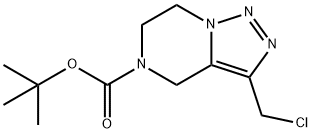 [1,2,3]Triazolo[1,5-a]pyrazine-5(4H)-carboxylic acid, 3-(chloromethyl)-6,7-dihydro-, 1,1-dimethylethyl ester 化学構造式