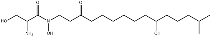 Propanamide, 2-amino-N,3-dihydroxy-N-(10-hydroxy-14-methyl-3-oxopentadecyl)- Struktur