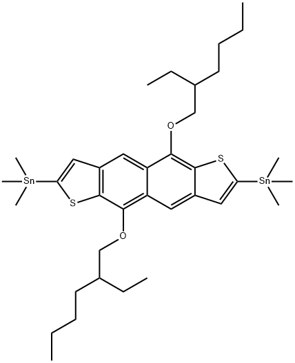 Stannane, 1,1'-[5,10-bis[(2-ethylhexyl)oxy]naphtho[2,3-b:6,7-b']dithiophene-2,7-diyl]bis[1,1,1-trimethyl- Structure