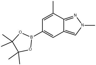 2,7-二甲基-5-(4,4,5,5-四甲基-1,3,2-二氧杂硼烷-2-基)-2H-吲唑, 1310383-76-6, 结构式