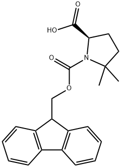 (2R)-1-[(9H-fluoren-9-ylmethoxy)carbonyl]-5,5-dimethyl-2-pyrrolidinecarboxylic acid Structure