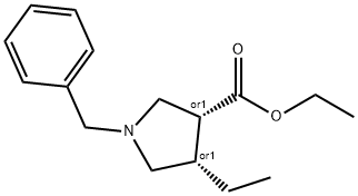 rel-ethyl (3R,4S)-1-Benzyl-4-ethylpyrrolidine-3-carboxylate 化学構造式