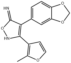 4-(2H-1,3-benzodioxol-5-yl)-3-(2-methylfuran-3-yl)-2,5-dihydro-1,2-oxazol-5-imine 结构式