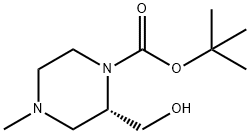 tert-Butyl (S)-2-(hydroxymethyl)-4-methylpiperazine-1-carboxylate 化学構造式