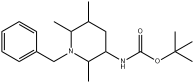 Carbamic acid, N-[2,5,6-trimethyl-1-(phenylmethyl)-3-piperidinyl]-, 1,1-dimethylethyl ester Struktur