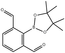 1,3-Benzenedicarboxaldehyde, 2-(4,4,5,5-tetramethyl-1,3,2-dioxaborolan-2-yl)- 化学構造式