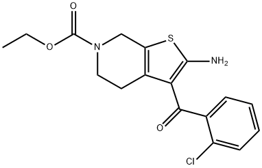 乙基 2-氨基-3-(2-氯苯甲酰)-4,5-二氢噻吩并[2,3-C]吡啶-6(7H)-甲酸基酯, 132388-96-6, 结构式