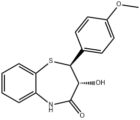 1,5-Benzothiazepin-4(5H)-one, 2,3-dihydro-3-hydroxy-2-(4-methoxyphenyl)-, (2S,3R)- 化学構造式