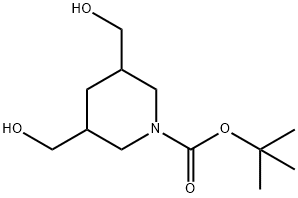 3,5-双(羟甲基)哌啶-1-羧酸叔丁酯 结构式