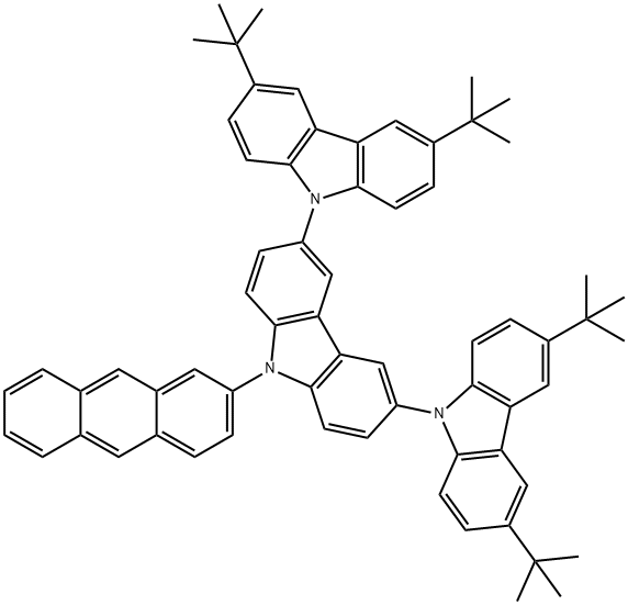 OE002, 9'-(Anthracen-2-yl)-3,3'',6,6''-tetra-tert-butyl-9'H-9,3':6',9''-tercarbazole Structure