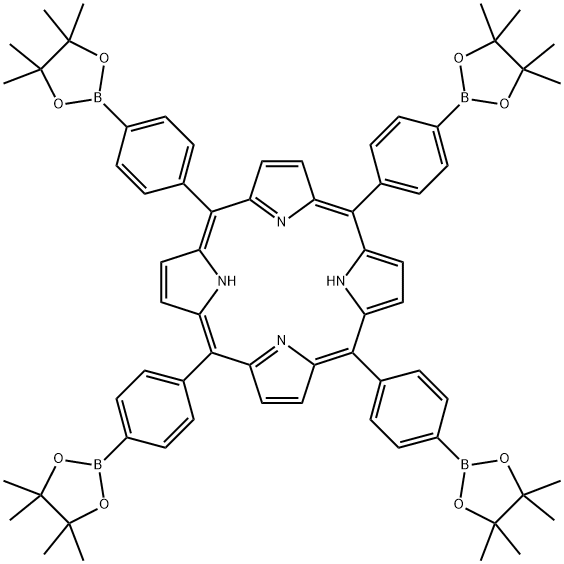 5,1O,15,20-tetrakis-[4-(4,4,5,5-tetramethyl-[1,3,2]dioxaborolan-2-yl)-phenyl]-porphyrin 化学構造式