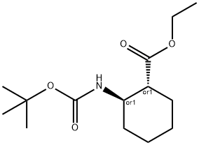 Cyclohexanecarboxylic acid, 2-[[(1,1-dimethylethoxy)carbonyl]amino]-, ethyl ester, (1R,2R)-rel- Structure