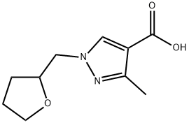 3-methyl-1-(oxolan-2-ylmethyl)-1-pyrazole-4-carboxylic acid Struktur