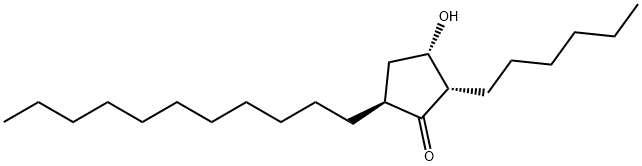 Cyclopentanone, 2-hexyl-3-hydroxy-5-undecyl-, (2S,3S,5S)- 化学構造式