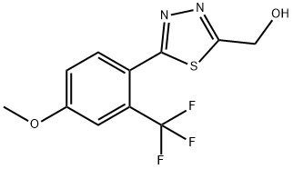 [5-(4-Methoxy-2-trifluoromethylphenyl)-[1,3,4]thiadiazol-2-yl]-methanol 化学構造式