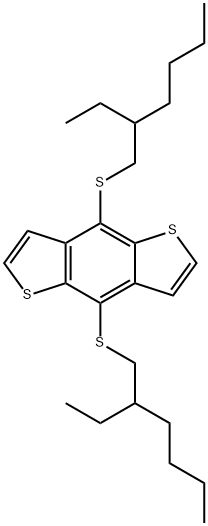 4,8-ビス(2-エチルヘキシルチオ)ベンゾ[1,2-b:4,5-b′]ジチオフェン 化学構造式