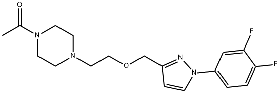 Ethanone, 1-[4-[2-[[1-(3,4-difluorophenyl)-1H-pyrazol-3-yl]methoxy]ethyl]-1-piperazinyl]- Struktur