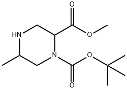 O1-tert-butyl O2-methyl 5-methylpiperazine-1,2-dicarboxylate 化学構造式