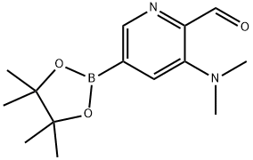 2-Pyridinecarboxaldehyde, 3-(dimethylamino)-5-(4,4,5,5-tetramethyl-1,3,2-dioxaborolan-2-yl)- Structure