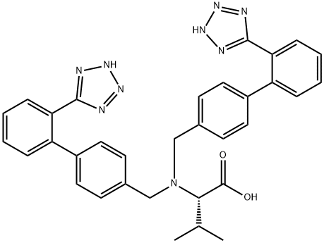L-Valine, N,N-bis[[2'-(2H-tetrazol-5-yl)[1,1'-biphenyl]-4-yl]methyl]- Struktur