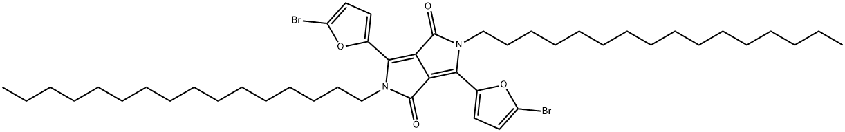 Pyrrolo[3,4-c]pyrrole-1,4-dione, 3,6-bis(5-bromo-2-furanyl)-2,5-dihexadecyl-2,5-dihydro- 结构式