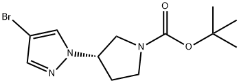 1-Pyrrolidinecarboxylic acid, 3-(4-bromo-1H-pyrazol-1-yl)-, 1,1-dimethylethyl ester, (3S)- Struktur