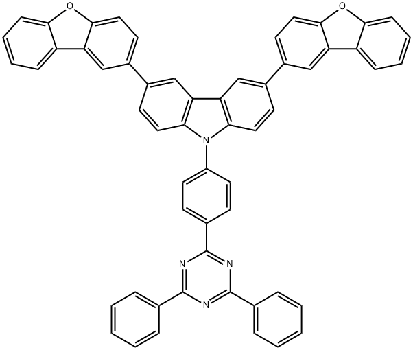 3,6-bis(dibenzo[b,d]furan-2-yl)-9-(4-(4,6-diphenyl-1,3,5-triazin-2-yl) phenyl)-9H-carbazole Structure