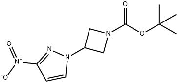 1-Azetidinecarboxylic acid, 3-(3-nitro-1H-pyrazol-1-yl)-, 1,1-dimethylethyl ester 化学構造式
