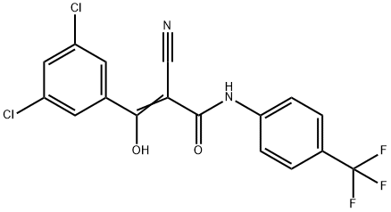 2-Propenamide, 2-cyano-3-(3,5-dichlorophenyl)-3-hydroxy-N-[4-(trifluoromethyl)phenyl]- 化学構造式