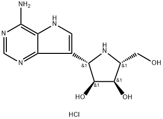 3,4-Pyrrolidinediol, 2-(4-amino-5H-pyrrolo[3,2-d]pyrimidin-7-yl)-5-(hydroxymethyl)-, hydrochloride (1:2), (2S,3S,4R,5R)- Struktur