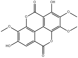 3,4,3'-Tri-O-methylflavellagic acid,13756-49-5,结构式