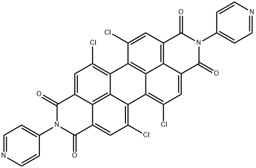 Anthra[2,1,9-def:6,5,10-d'e'f']diisoquinoline-1,3,8,10(2H,9H)-tetrone, 5,6,12,13-tetrachloro-2,9-di-4-pyridinyl- Struktur