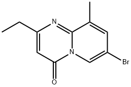 7-Bromo-2-ethyl-9-methyl-4H-pyrido[1,2-a]pyrimidin-4-one 化学構造式