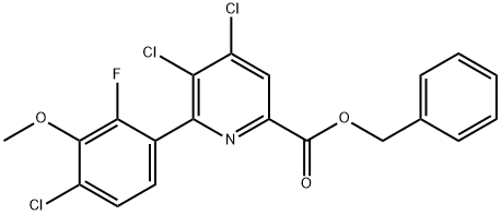 2-Pyridinecarboxylic acid, 4,5-dichloro-6-(4-chloro-2-fluoro-3-methoxyphenyl)-, phenylmethyl ester,1390662-58-4,结构式